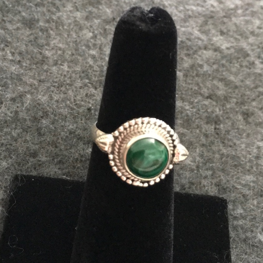 Sterling and Malachite Ring